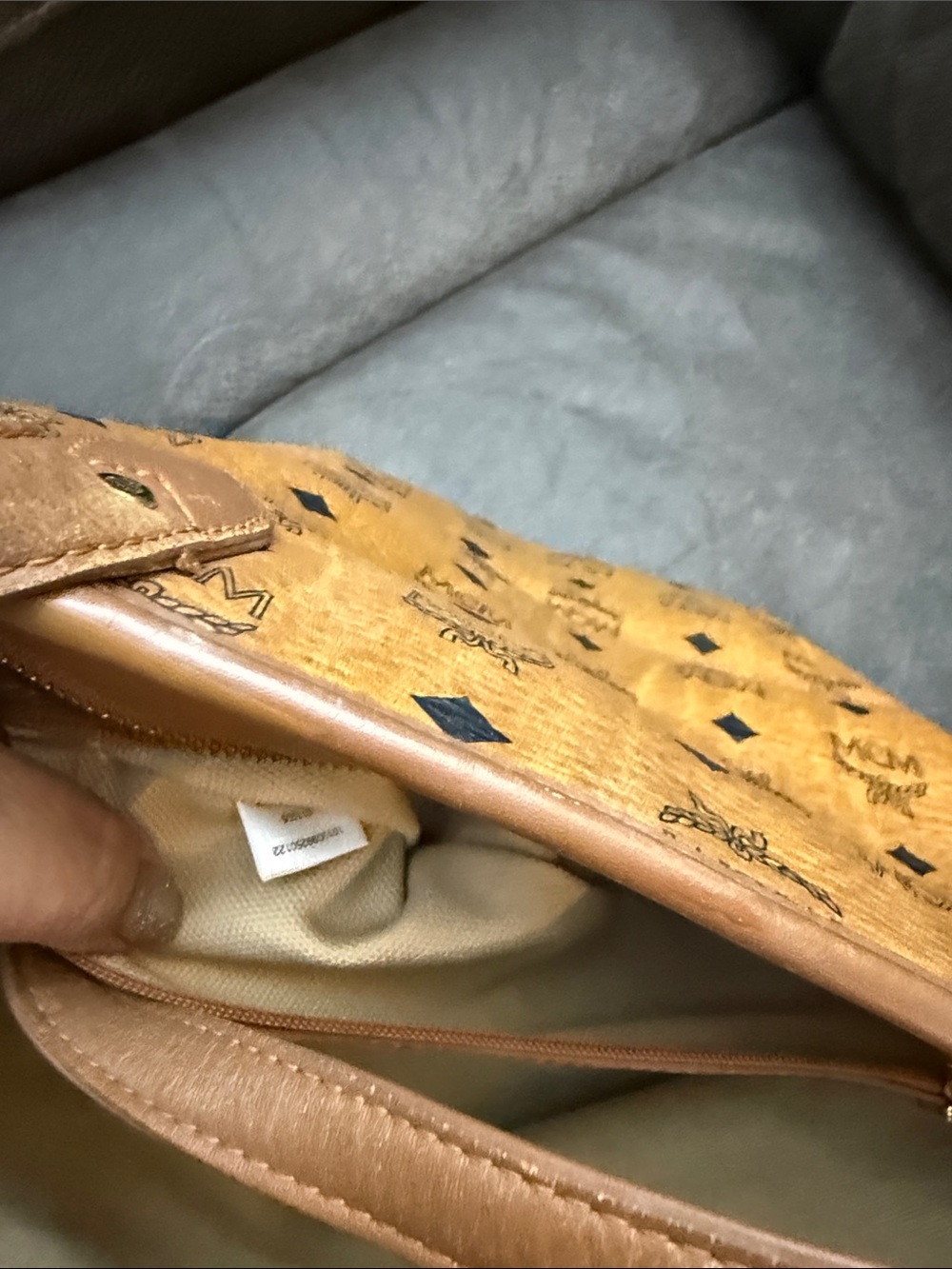 MCM Cognac Logo Visetos Tote with Bone Charm - Picture 8 of 8